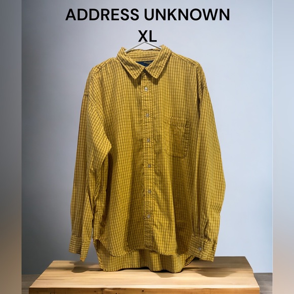 ADDRESS UNKNOWN AUTHENTIC, XL, BLACK /YELLOW, LONG SLEEVE BUTTON DOWN. - Picture 1 of 9